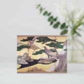 The Hawks in the Pines, 6パネル屏風 ポストカード (スタンド正面)