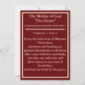 "The Healer" - Mother of God icon prayer card サンキューカード (裏面)