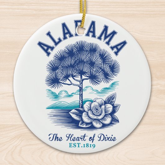The Heart of Dixie – Alabama Camellia & Tree Graph セラミックオーナメント