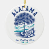 The Heart of Dixie – Alabama Camellia & Tree Graph セラミックオーナメント (正面)