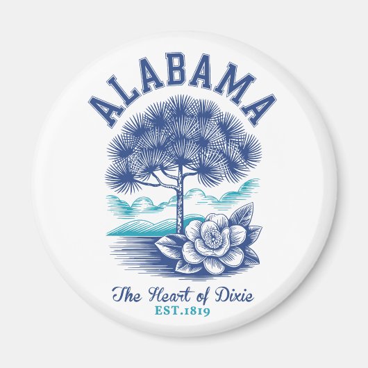 The Heart of Dixie – Alabama Camellia & Tree Graph マグネット (正面)