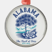 The Heart of Dixie – Alabama Camellia & Tree Graph メタルオーナメント (正面)