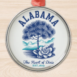 The Heart of Dixie – Alabama Camellia & Tree Graph メタルオーナメント
