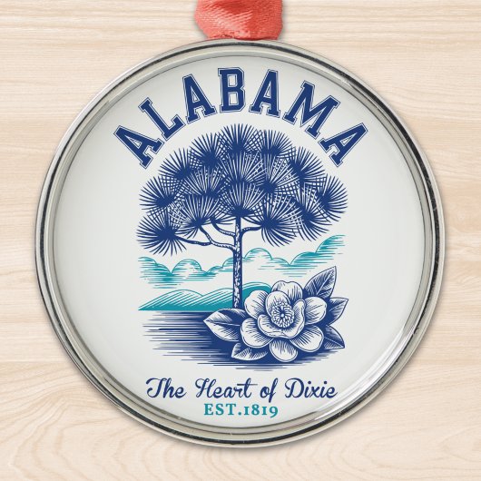 The Heart of Dixie – Alabama Camellia & Tree Graph メタルオーナメント