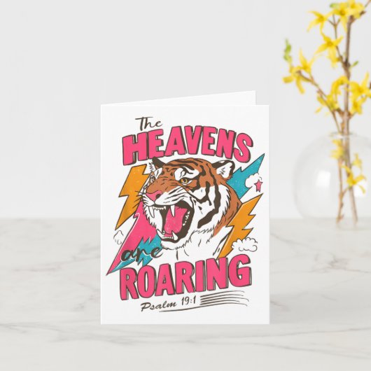 The Heavens Are Roaring Psalm 19_1, Retro Tiger Gr カード (黄色い花)