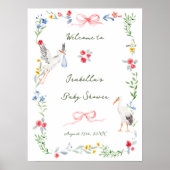 The Heirloom Rose & Ribbon Signature Stork Welcome ポスター (正面)