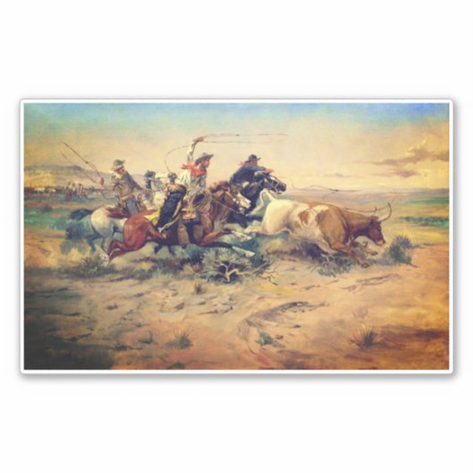 The Herd Quitter (by C. M. Russell, c.1897) シール (正面)