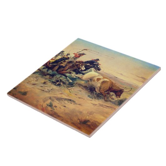 The Herd Quitter (by C. M. Russell, c.1897) タイル (側面)