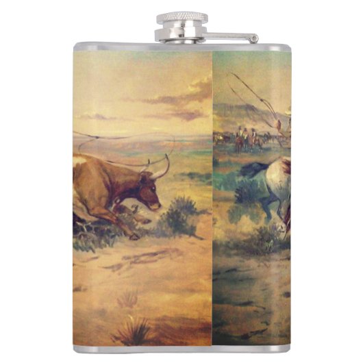 The Herd Quitter (by C. M. Russell, c.1897) フラスク (裏面)