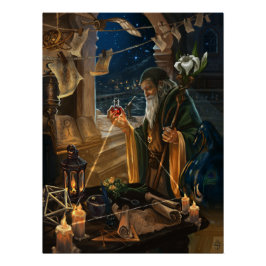 The Hermit card illustration - alchemy art ポスター