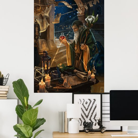 The Hermit card illustration - alchemy art ポスター (ホームオフィス)