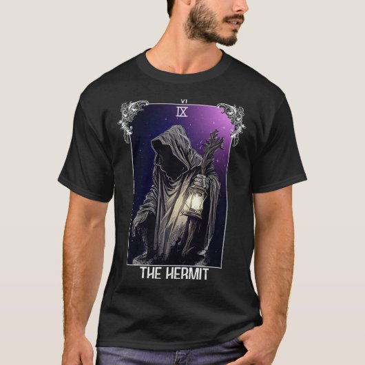 The Hermit Tarot Card Gothic Halloween Grim Reaper Tシャツ (正面)