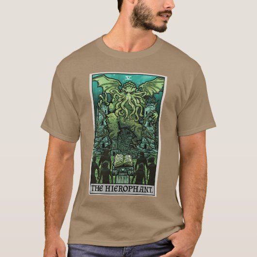 The Hierophantarot Card Cthulhu Classic Horror Hal Tシャツ (正面)