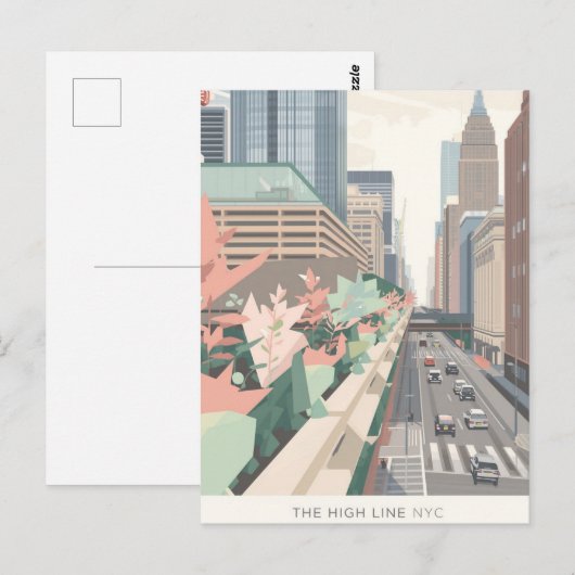 The High Line NYC Pastel Art ポストカード (正面/裏面)