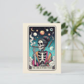 The High Priestess Tarot Art Smoking Skeleton Goth ポストカード (スタンド正面)