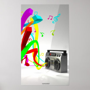 The High Vibe Music - Vintage Stereo White ポスター