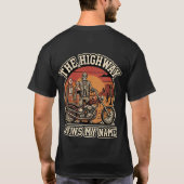 「The Highway Knows My Name」バイカーTシャツ Tシャツ (裏面)