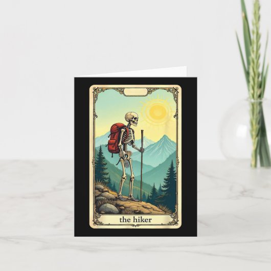 The Hiker Tarot Card Skeleton Mountain Hiking  カード (正面)