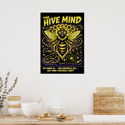 The Hive Mind Sci-Fi Queen Bee Art ポスター (キッチン)