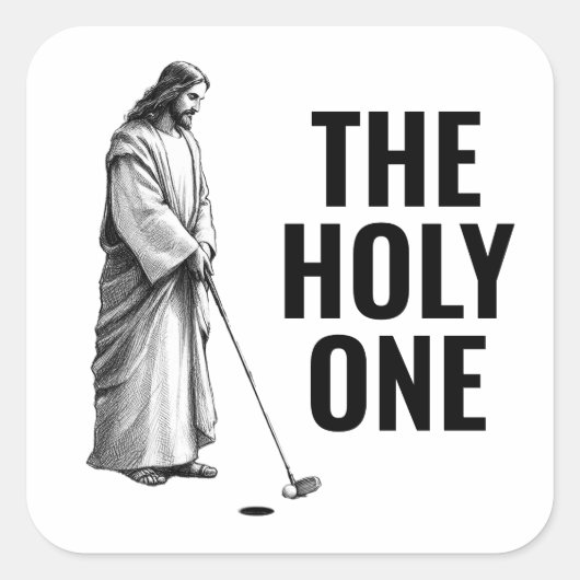 The Holy One - Golfing Jesus スクエアシール (正面)