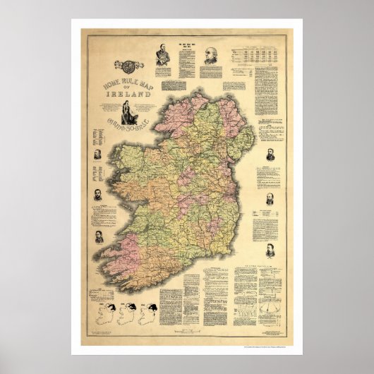 The Home Rule of Ireland by Ballance 1893 ポスター (正面)