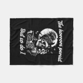 The Horrors Persist But So Do I Messy Bun Skeleton フリースブランケット (正面(横))