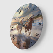 The Horses   Ceramic Tile ラージ壁時計 (傾斜)