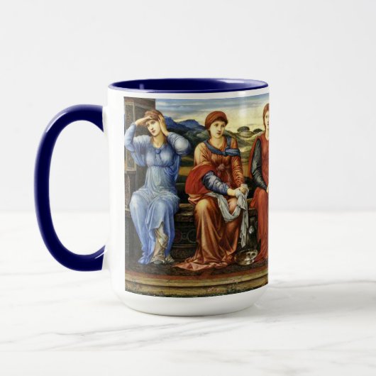 The Hours by Pre-Raphaelite Edward Burne-Jones マグカップ (左)