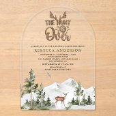 The Hunt is Over Forest Deer Bridal Shower アクリル招待状 (正面)
