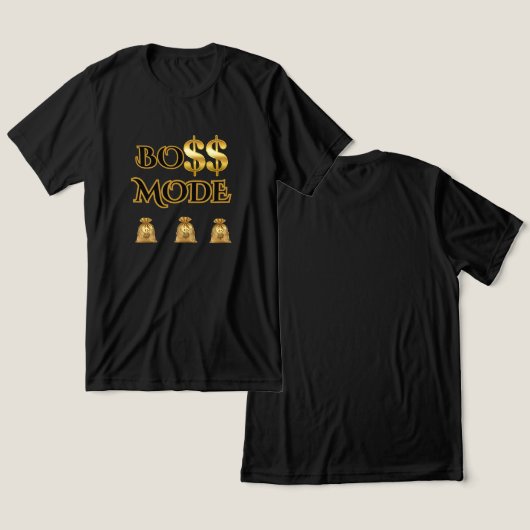 THE HUSTLE, BOSS MODE MEN'S BLACK SHORT SLEEVE トライブレンドTシャツ (デザイン正面&裏面)