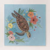The illustration of a sea turtle ジグソーパズル (横)