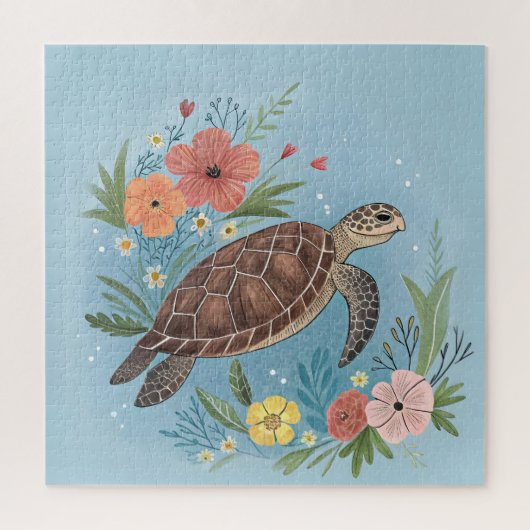 The illustration of a sea turtle ジグソーパズル (縦)