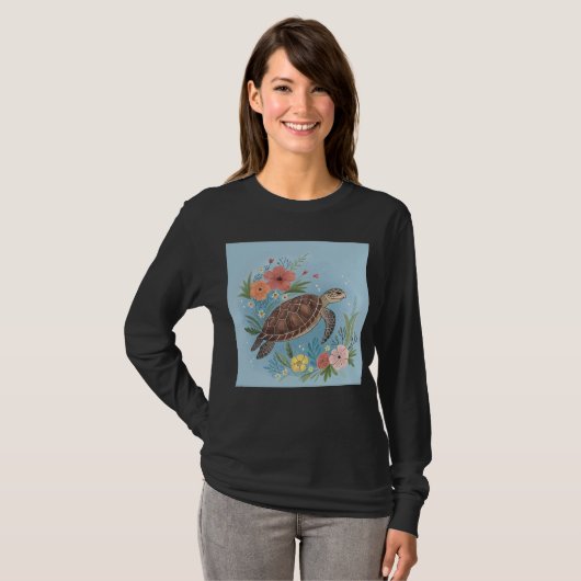 The illustration of a sea turtle tシャツ (正面フル)