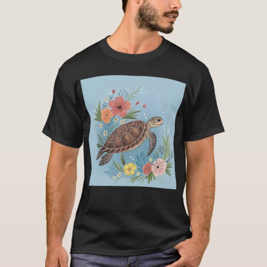 The illustration of a sea turtle tシャツ (正面)