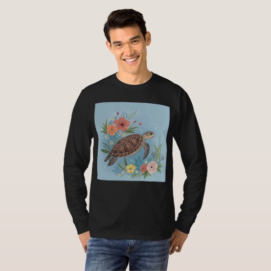 The illustration of a sea turtle tシャツ (正面フル)