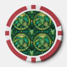 The image shows a poker chip with a vibrant design ポーカーチップ