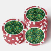 The image shows a poker chip with a vibrant design ポーカーチップ (積み重ね)