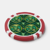 The image shows a poker chip with a vibrant design ポーカーチップ (シングル)