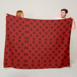 The image shows a reversible blanket with a red フリースブランケット