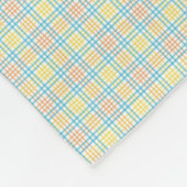 The image shows a two-sided fabric swatch フリースブランケット (角)