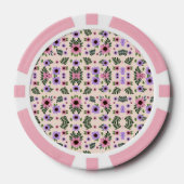 The image shows poker chips with a floral pattern ポーカーチップ (正面)