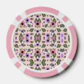 The image shows poker chips with a floral pattern ポーカーチップ (裏面)