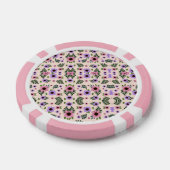 The image shows poker chips with a floral pattern ポーカーチップ (シングル)