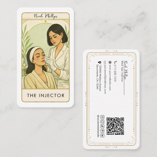 The Injector Med Spa Skin Tarot Social Media QR 名刺 (正面/裏面)