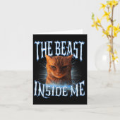 The Inside Me Funny Cat Joke Meme Graphic  カード (黄色い花)