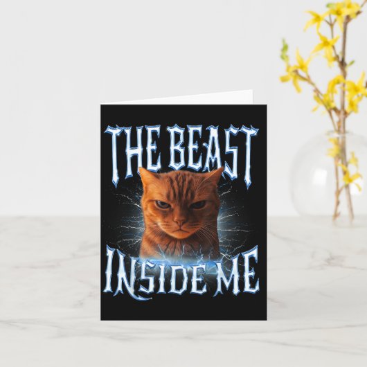 The Inside Me Funny Cat Joke Meme Graphic  カード (黄色い花)
