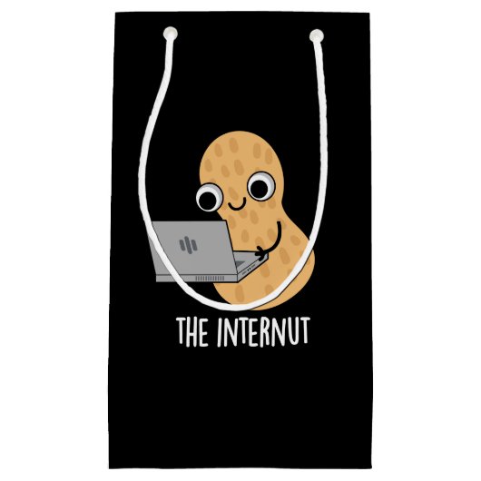 The Internut おもしろい Internet Peanut Pun Dark BG スモールペーパーバッグ (正面)