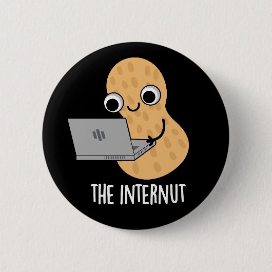 The Internut おもしろい Internet Peanut Pun Dark BG 缶バッジ (正面)