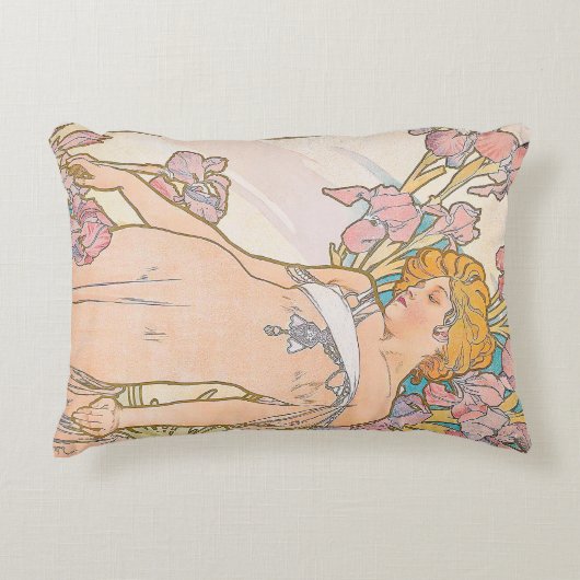 The Iris (1897) by Alphonseミュシャ アクセントクッション (正面)