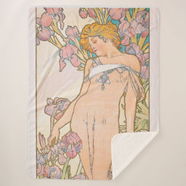 The Iris (1897) by Alphonseミュシャ シェルパブランケット